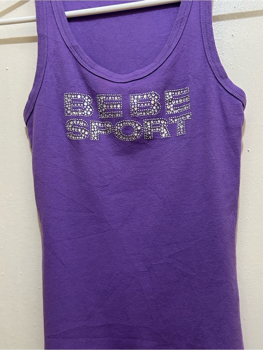 Y2K Bebe Sports  Purple Rhinestone Tank Top Sz M Limited Edition NWOT